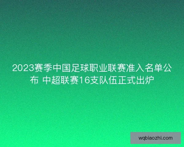 2023赛季中国足球职业联赛准入名单公布 中超联赛16支队伍正式出炉